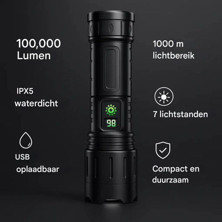 100000 lumen tactische zaklamp