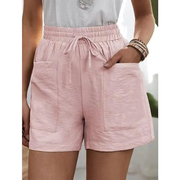 Korte dames broek Met Hoge Taille En Elastiek - Herta