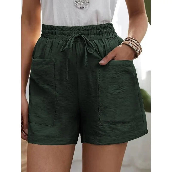 Korte dames broek Met Hoge Taille En Elastiek - Herta