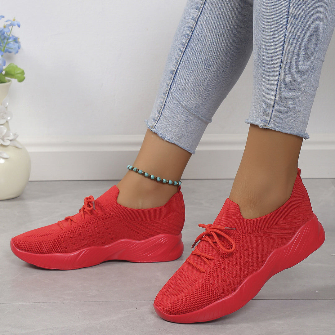 Yuna – Ademend Mesh Dames Sneakers met Veters en Platformzool