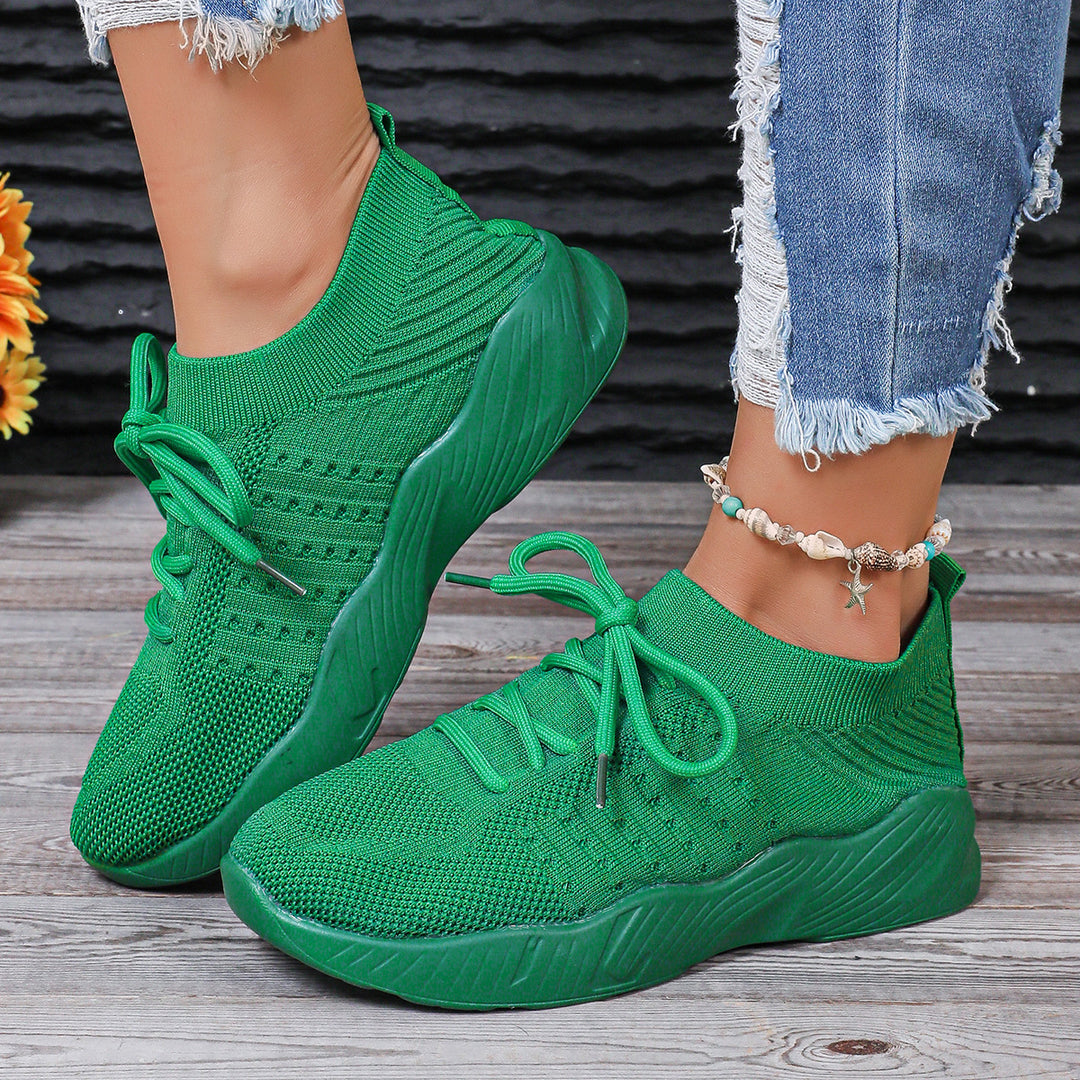 Yuna – Ademend Mesh Dames Sneakers met Veters en Platformzool
