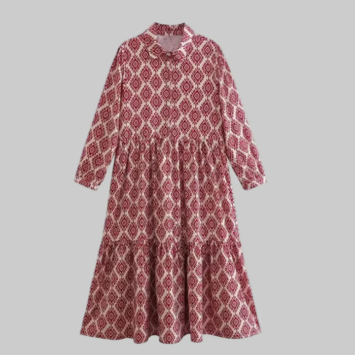 Damesjurk met lange mouwen en geometrische print