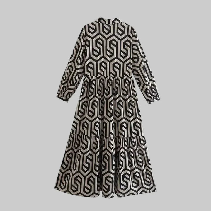 Damesjurk met lange mouwen en geometrische print