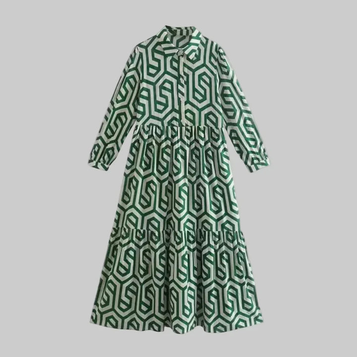 Damesjurk met lange mouwen en geometrische print