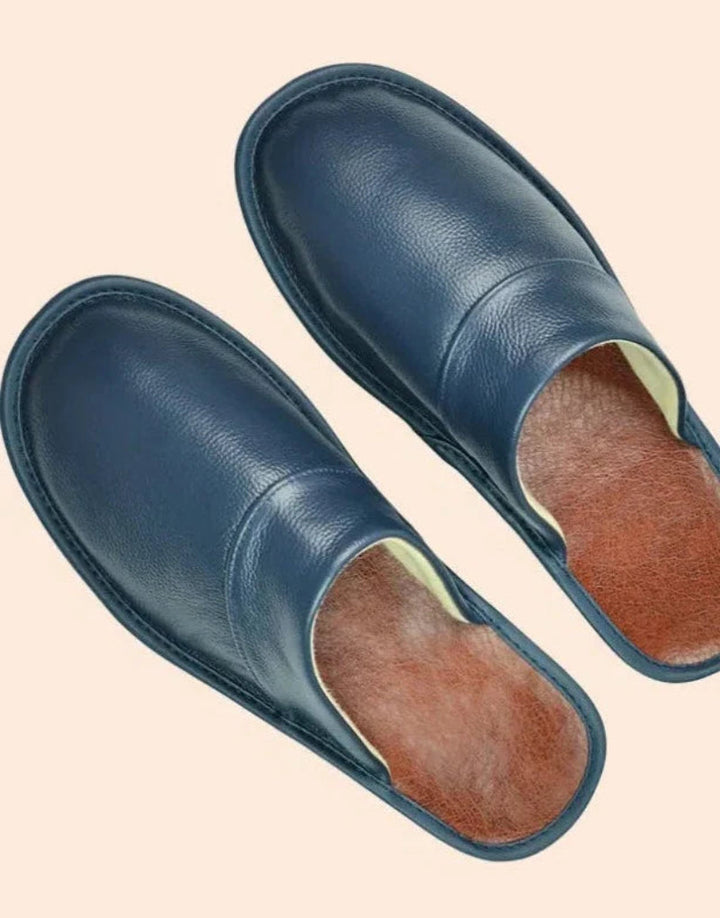 Antislip comfortabele pantoffels van echt leer voor binnen