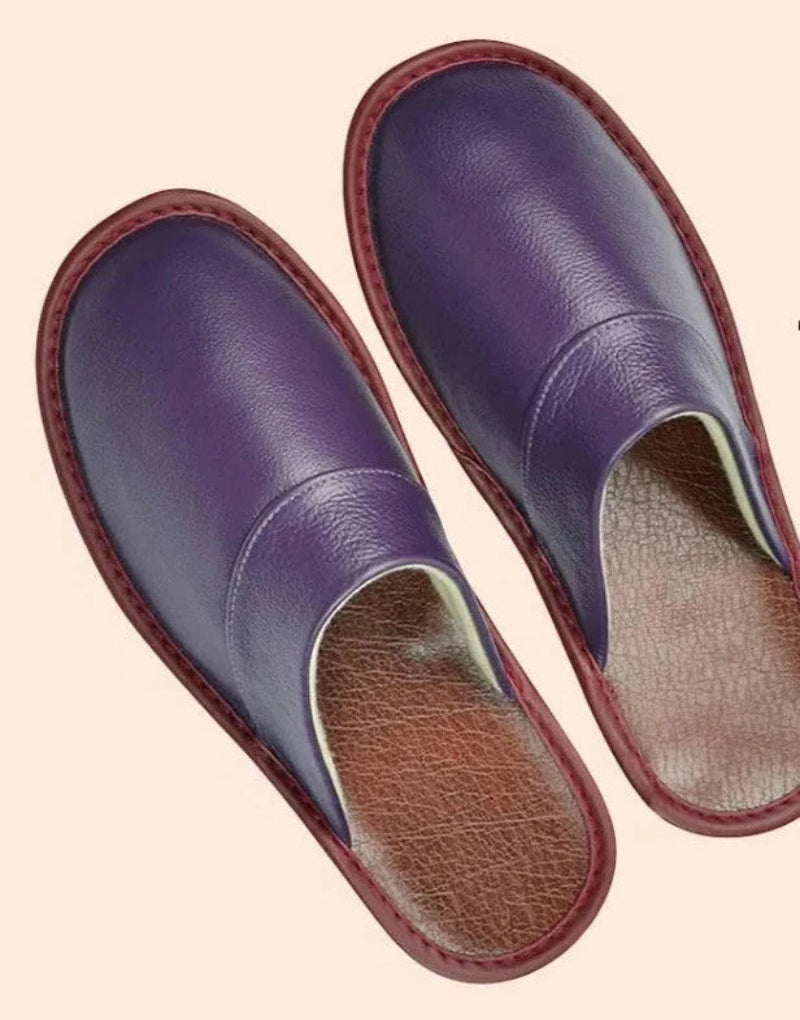Antislip comfortabele pantoffels van echt leer voor binnen