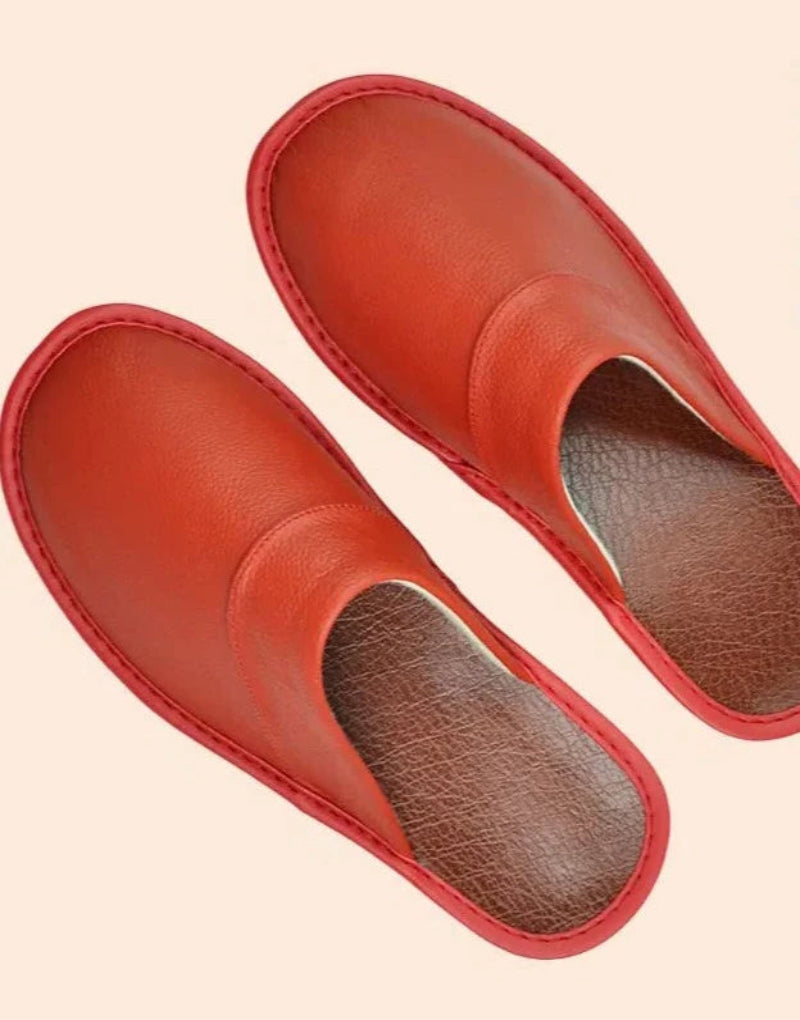 Antislip comfortabele pantoffels van echt leer voor binnen