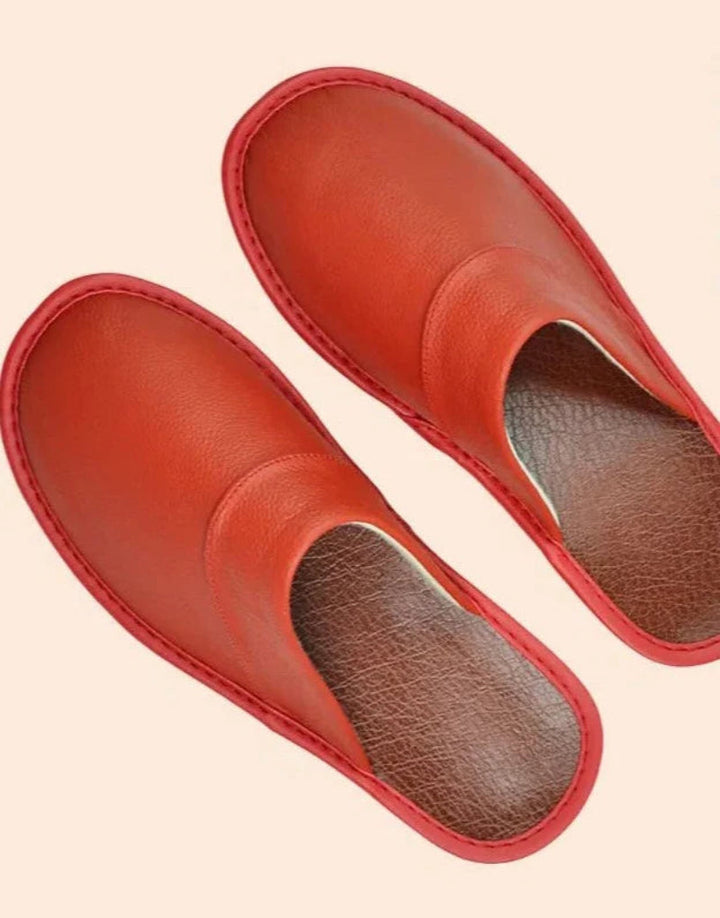 Antislip comfortabele pantoffels van echt leer voor binnen