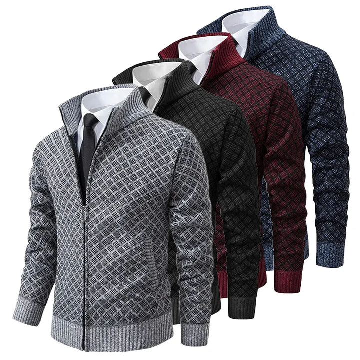 Heren Lente Vest met Rits en Geometrisch Patroon