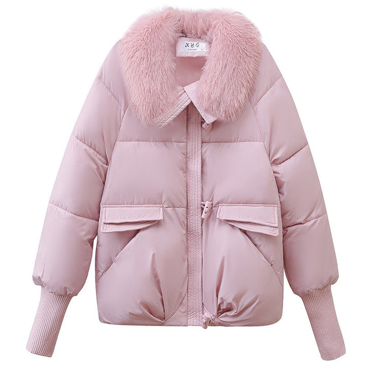 Knusse puffer winterjas met bontkraag - Milda