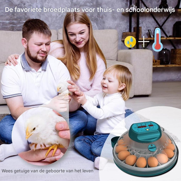 Broedmachine voor 15 eieren met automatische vochtigheidsregeling