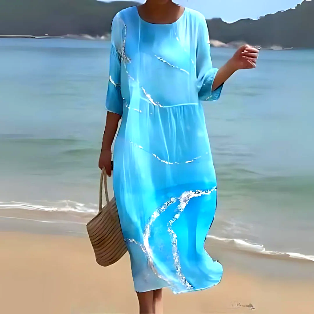 Vloeiende en lichtgewicht elegante midi-jurk voor dames