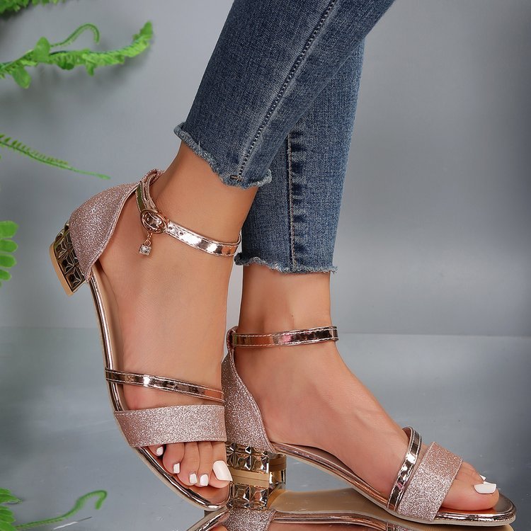 Glitter Sandalen met Elegante Flare