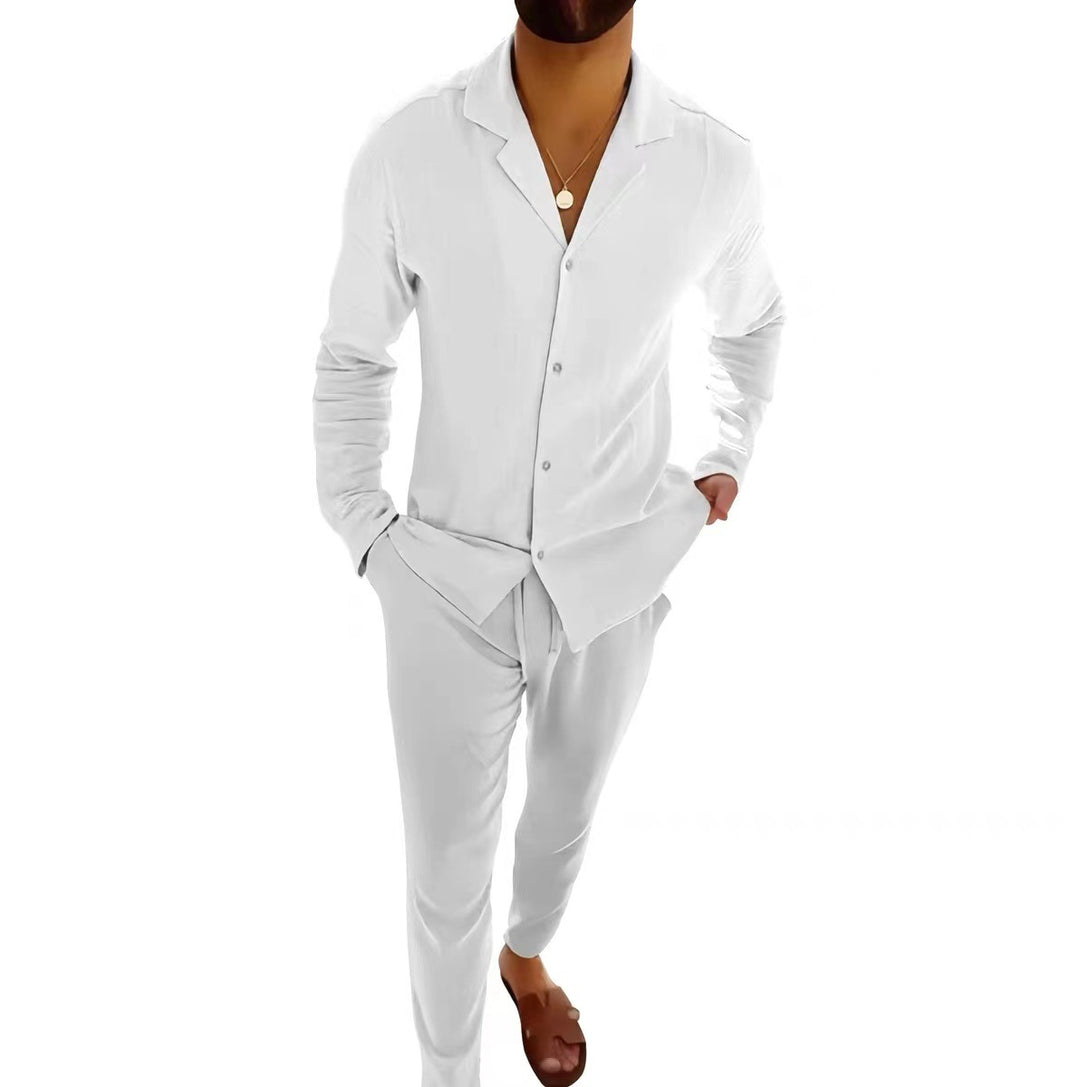 Lange Mouwen met Reverskraag en Slim Fit Broek
