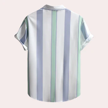 Trendy gestreept herenoverhemd met korte mouwen