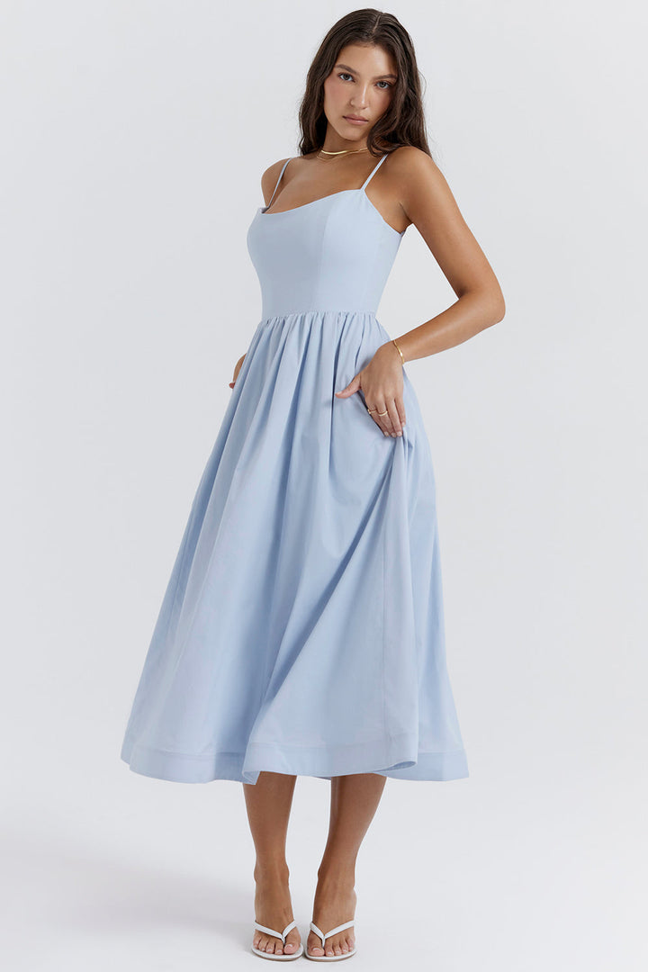 Vintage Zomerjurk met Elegante A-lijn en Vierkante Halslijn