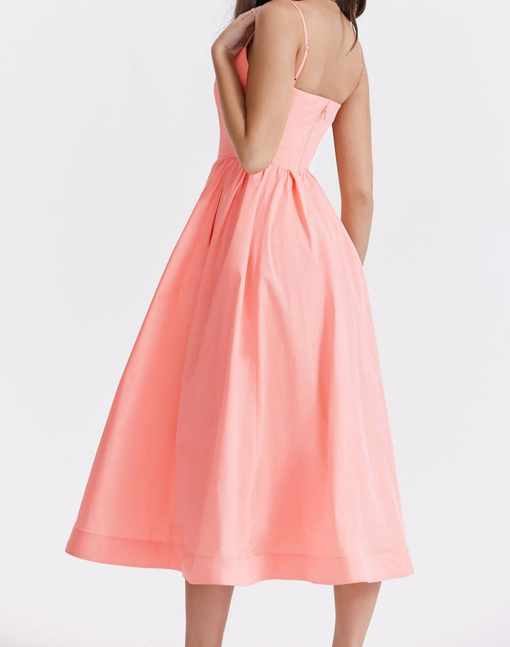 Vintage Zomerjurk met Elegante A-lijn en Vierkante Halslijn