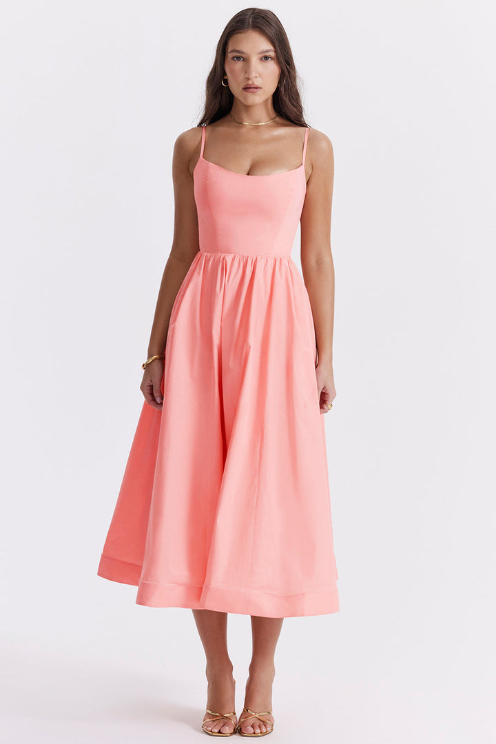 Vintage Zomerjurk met Elegante A-lijn en Vierkante Halslijn