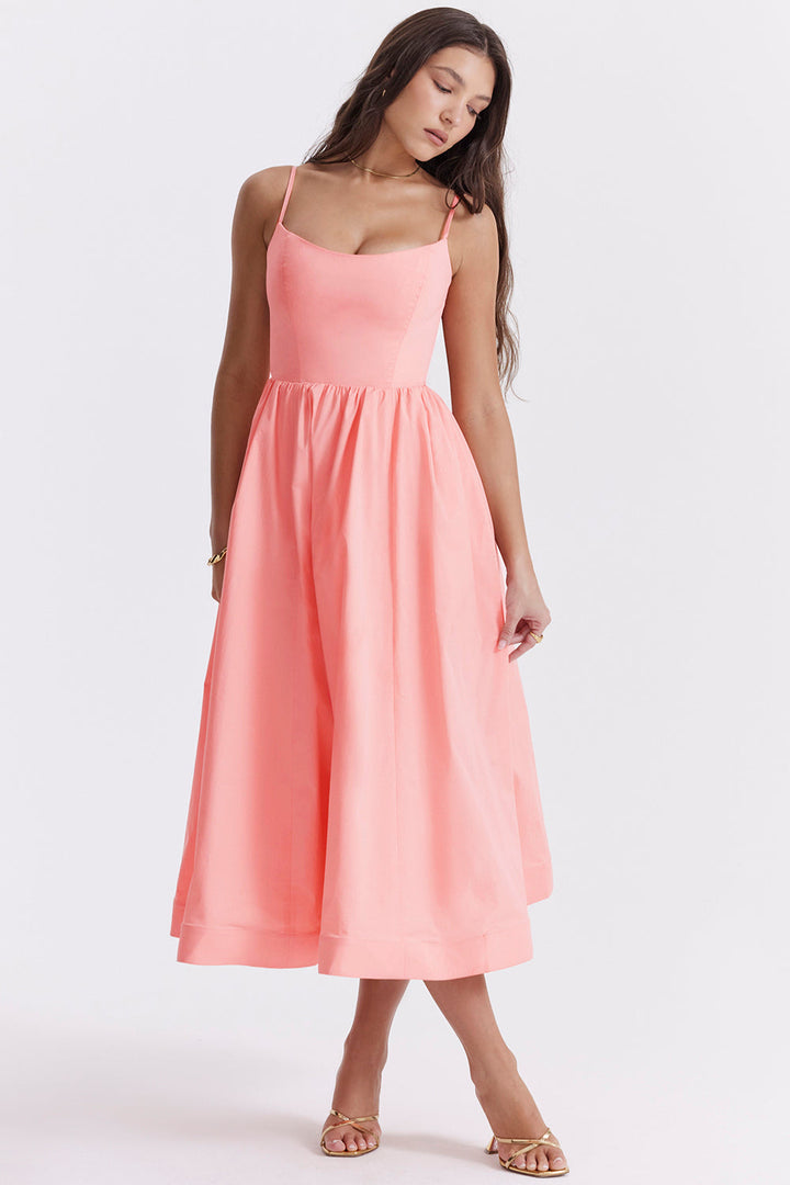 Vintage Zomerjurk met Elegante A-lijn en Vierkante Halslijn