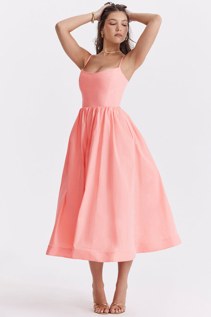 Vintage Zomerjurk met Elegante A-lijn en Vierkante Halslijn