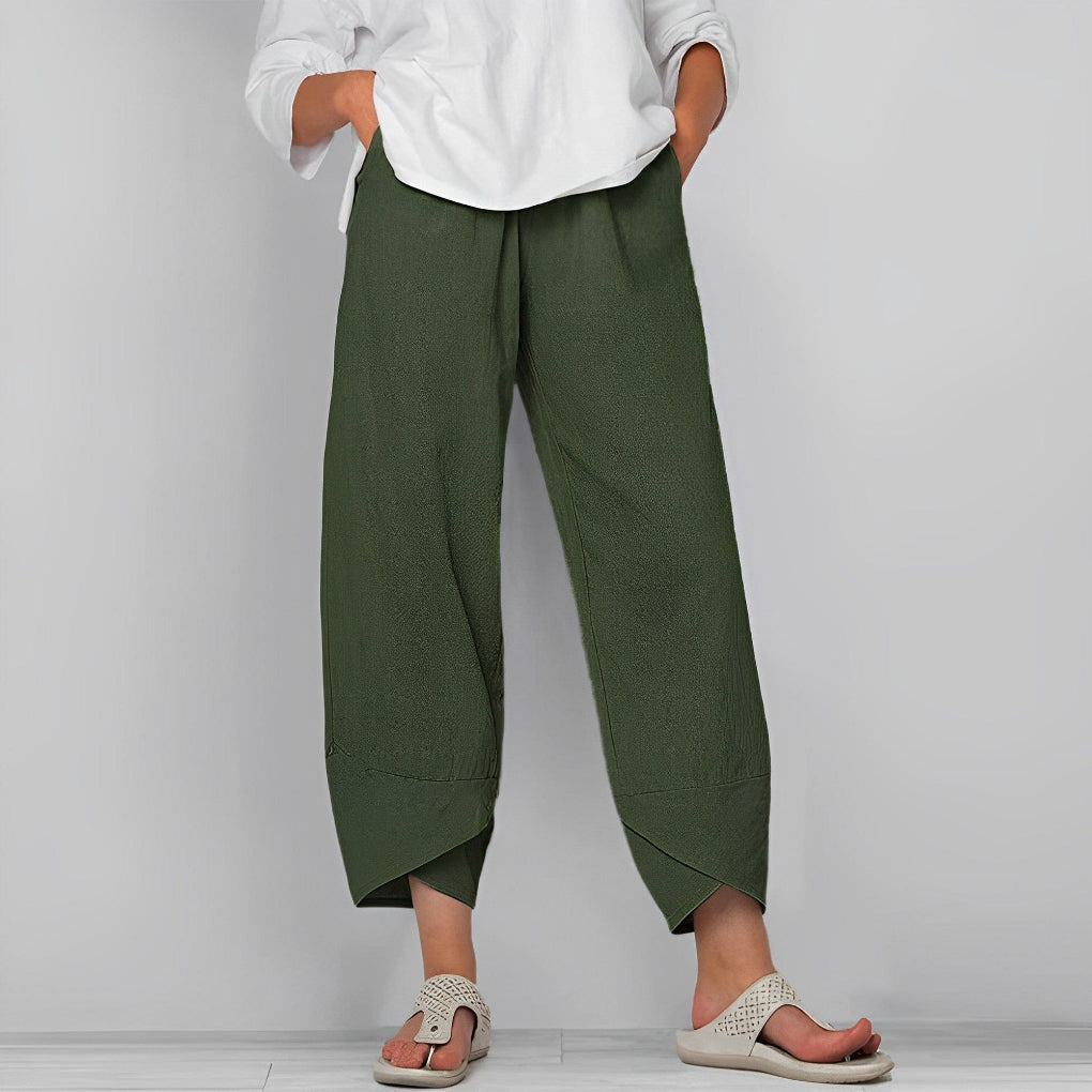 Elegante satijnen broek met wijde pijpen