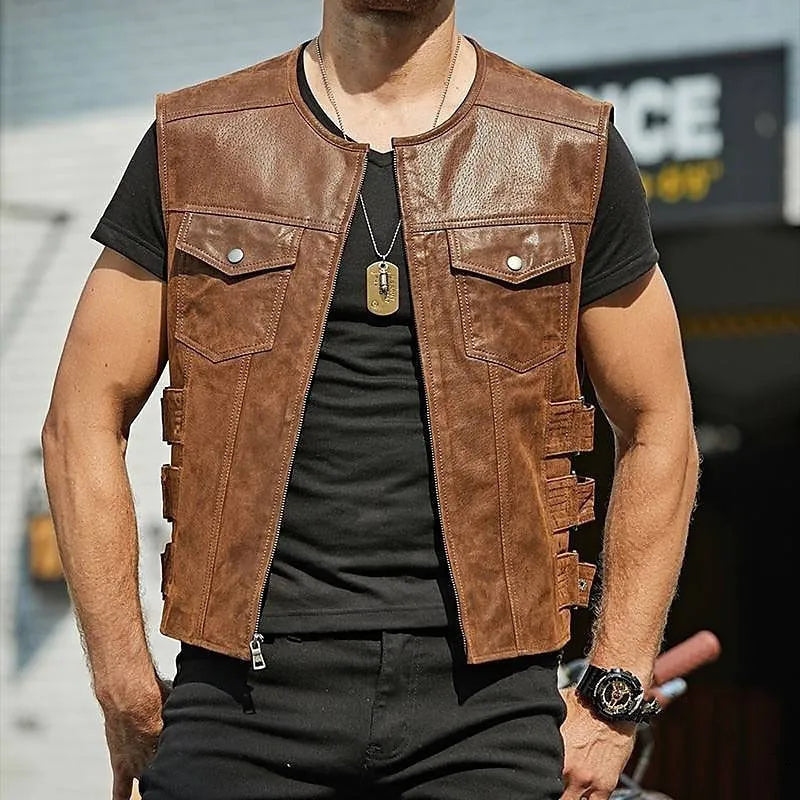 Modieus leren vest voor heren