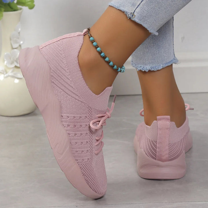 Yuna – Ademend Mesh Dames Sneakers met Veters en Platformzool