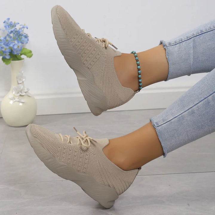 Yuna – Ademend Mesh Dames Sneakers met Veters en Platformzool
