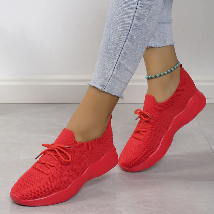Yuna – Ademend Mesh Dames Sneakers met Veters en Platformzool