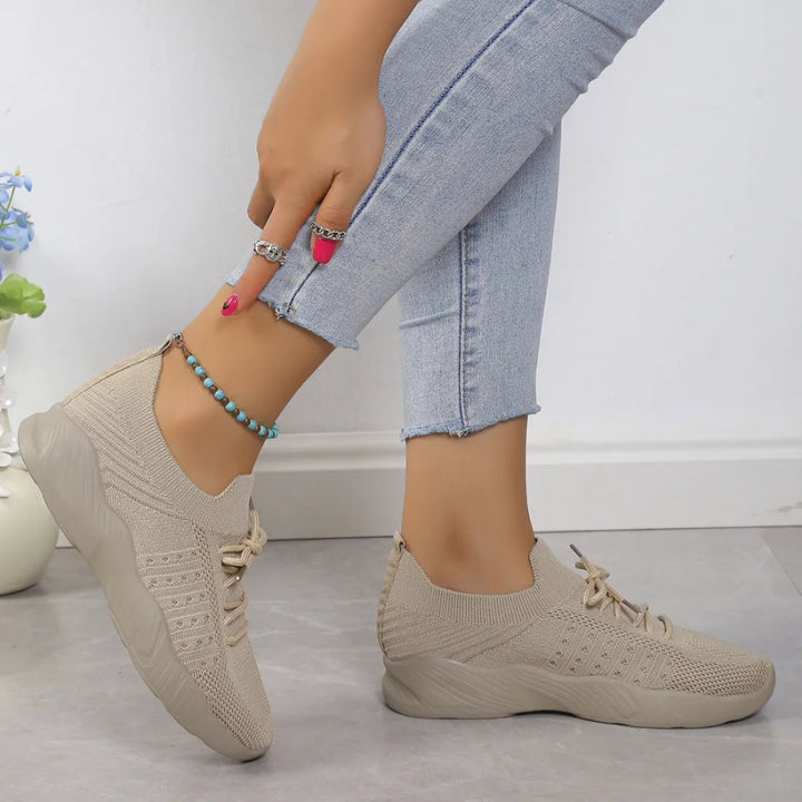 Yuna – Ademend Mesh Dames Sneakers met Veters en Platformzool