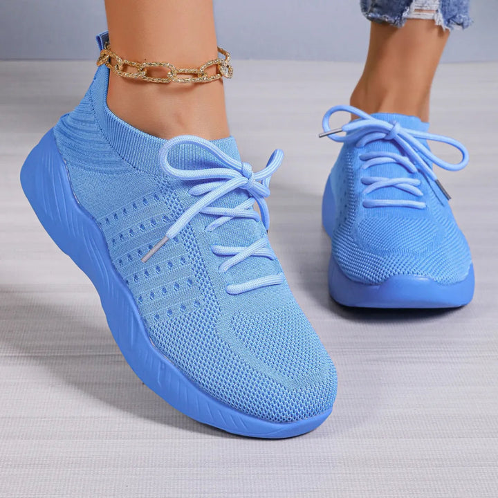 Yuna – Ademend Mesh Dames Sneakers met Veters en Platformzool
