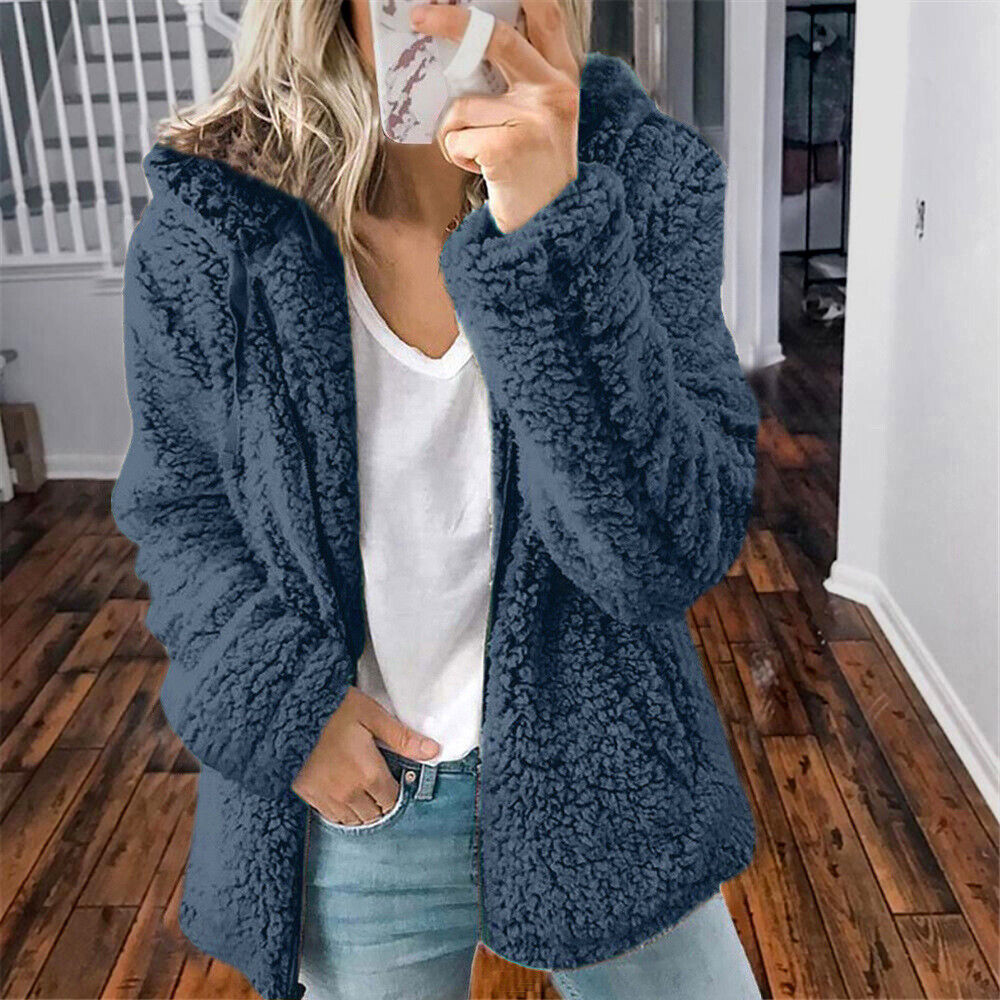 Casual fluffy damesjas met capuchon - Mimi