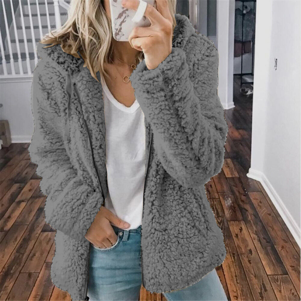 Casual fluffy damesjas met capuchon - Mimi