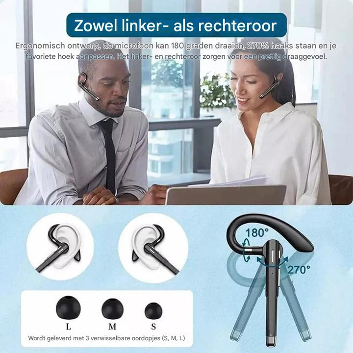 BT5.3 Bluetooth-headset met één oor en ruisonderdrukking