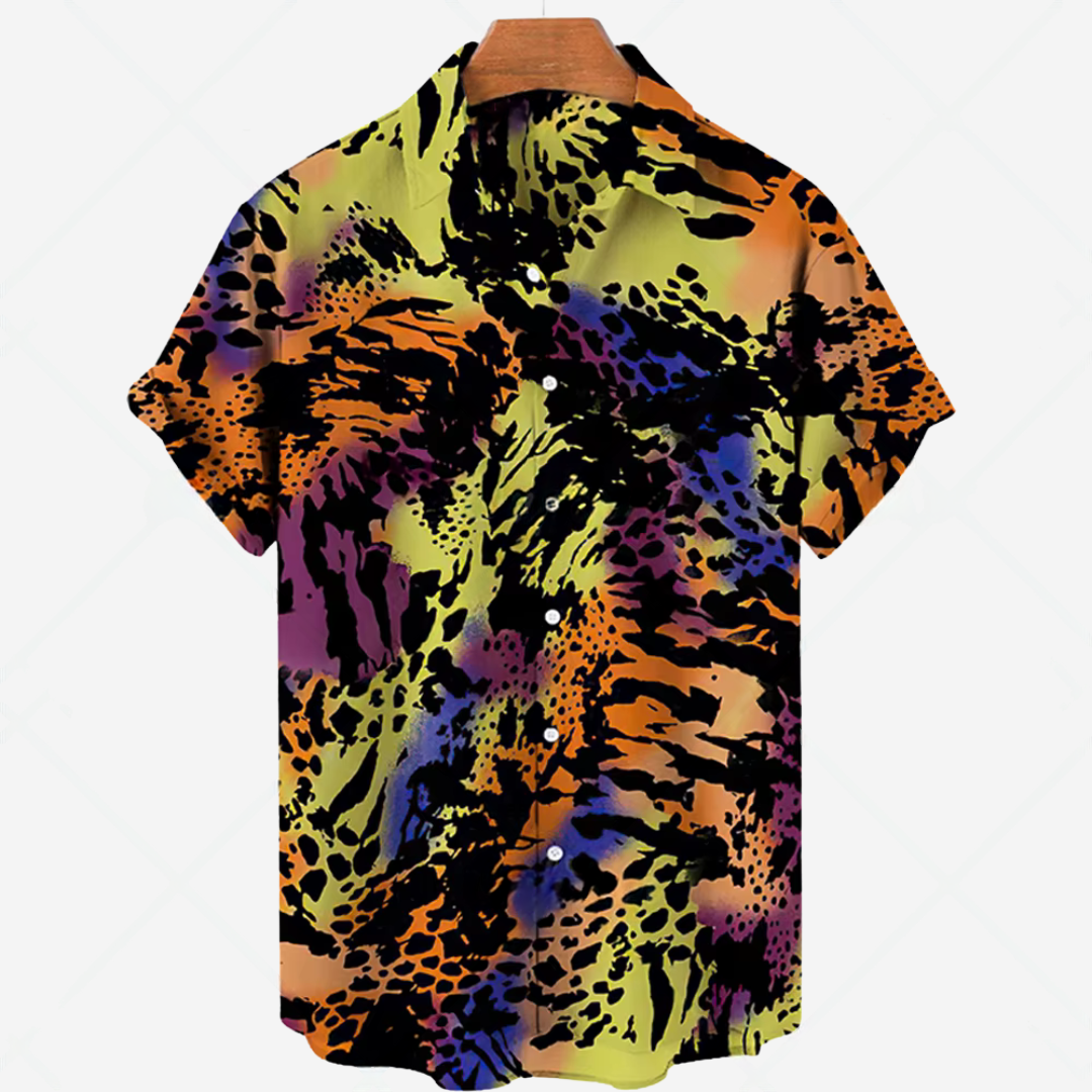 Comfortabel Heren Shirt met Korte Mouwen en Stijlvolle Print