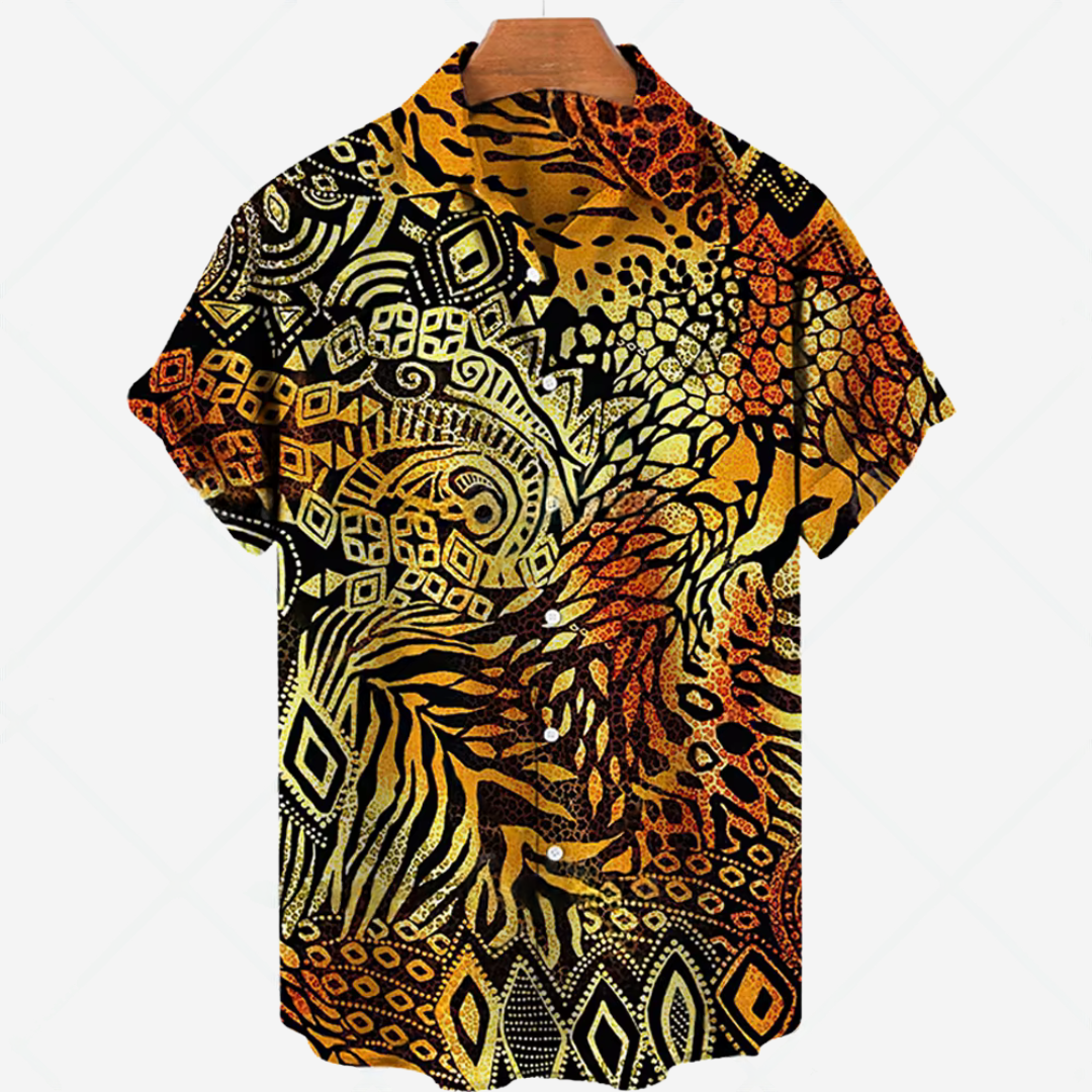 Comfortabel Heren Shirt met Korte Mouwen en Stijlvolle Print