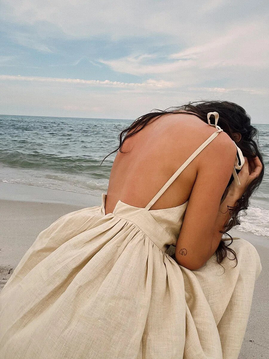 Vintage Linnen Strandjurk - Kira